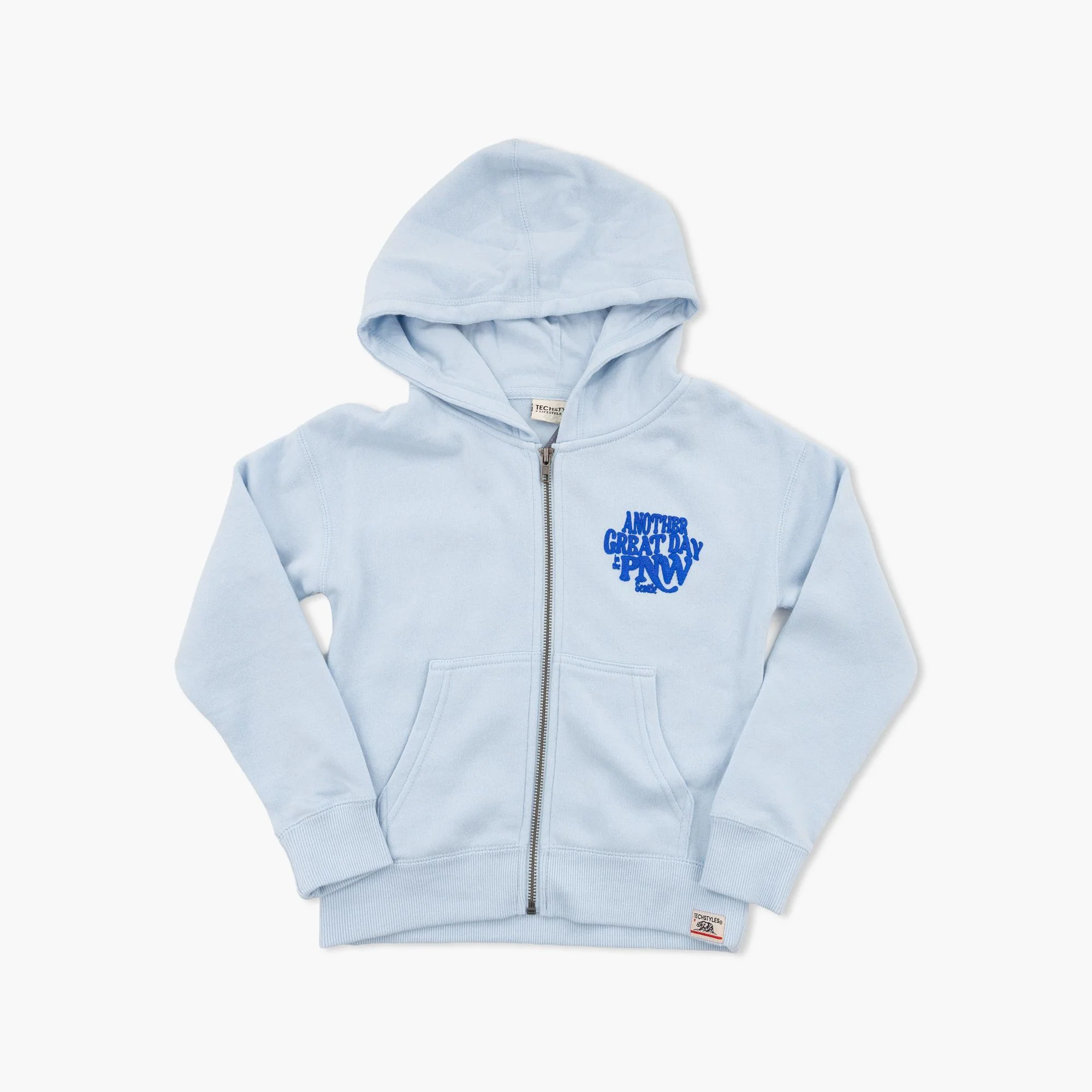 Another Iconic Day Light Blue Pacific Northwest Full Zip Youth Hoodie - Image 2