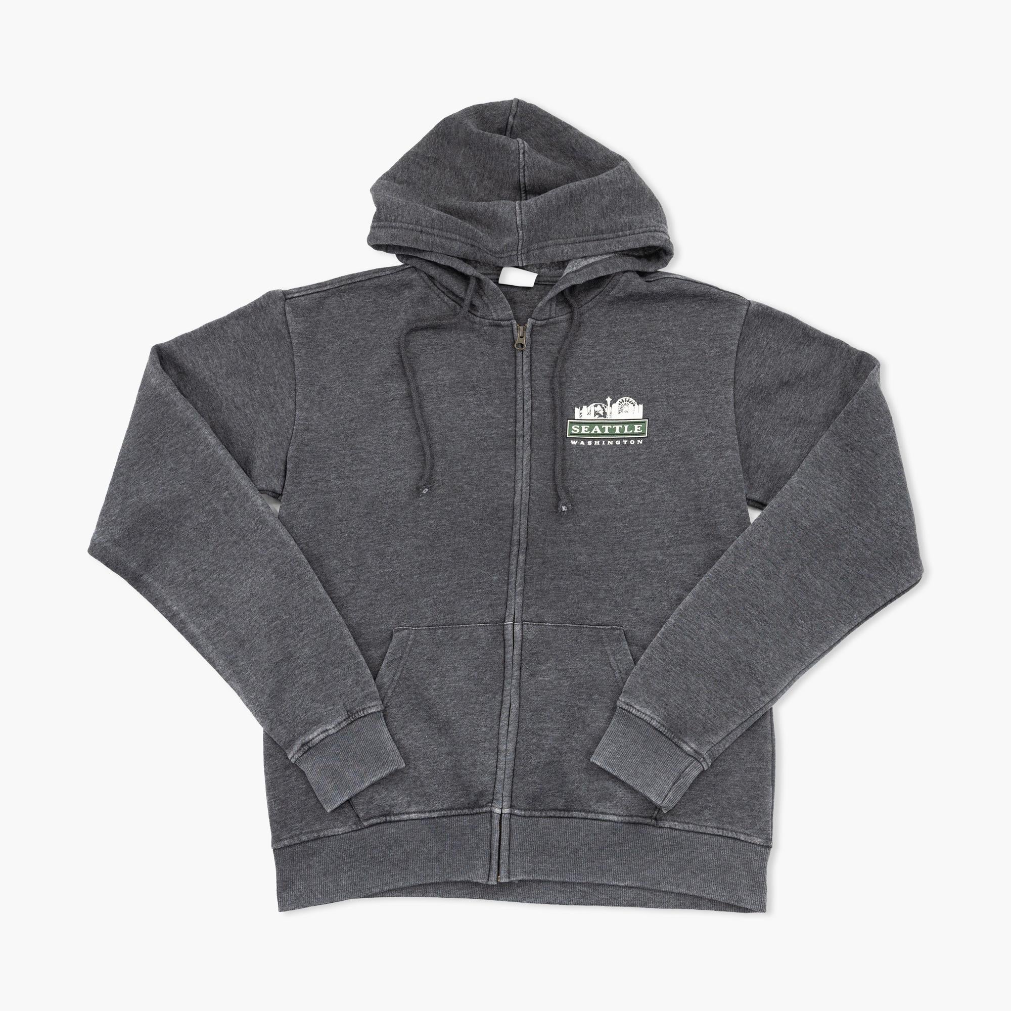 Layered Shield Heather Black Seattle Full Zip Hoodie - Image 2