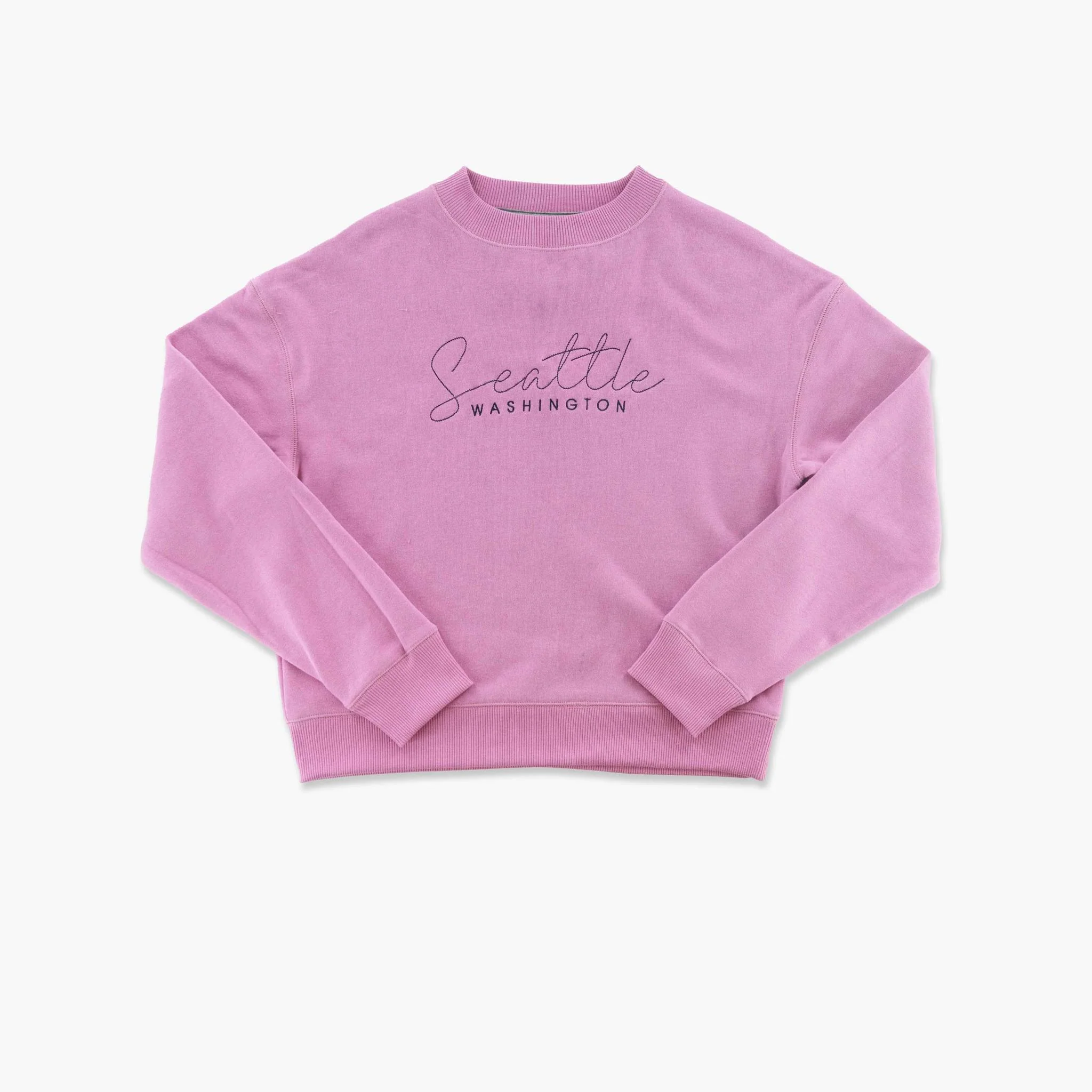 Seattle Embroidered Mauve Triumph Womens Crewneck