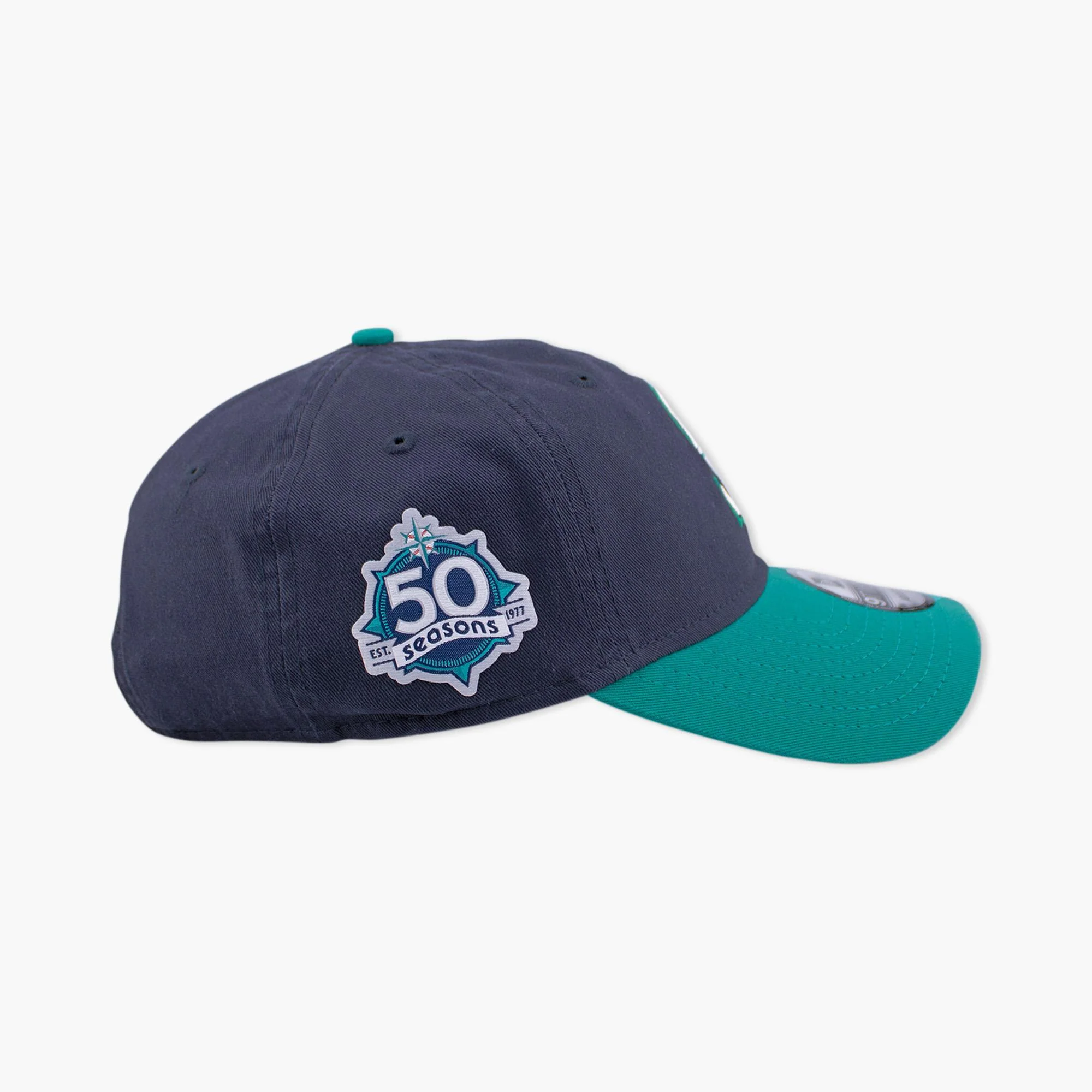 Seattle Mariners 50th Anniversary Patch Navy/Teal Adjustable Hat - Image 3