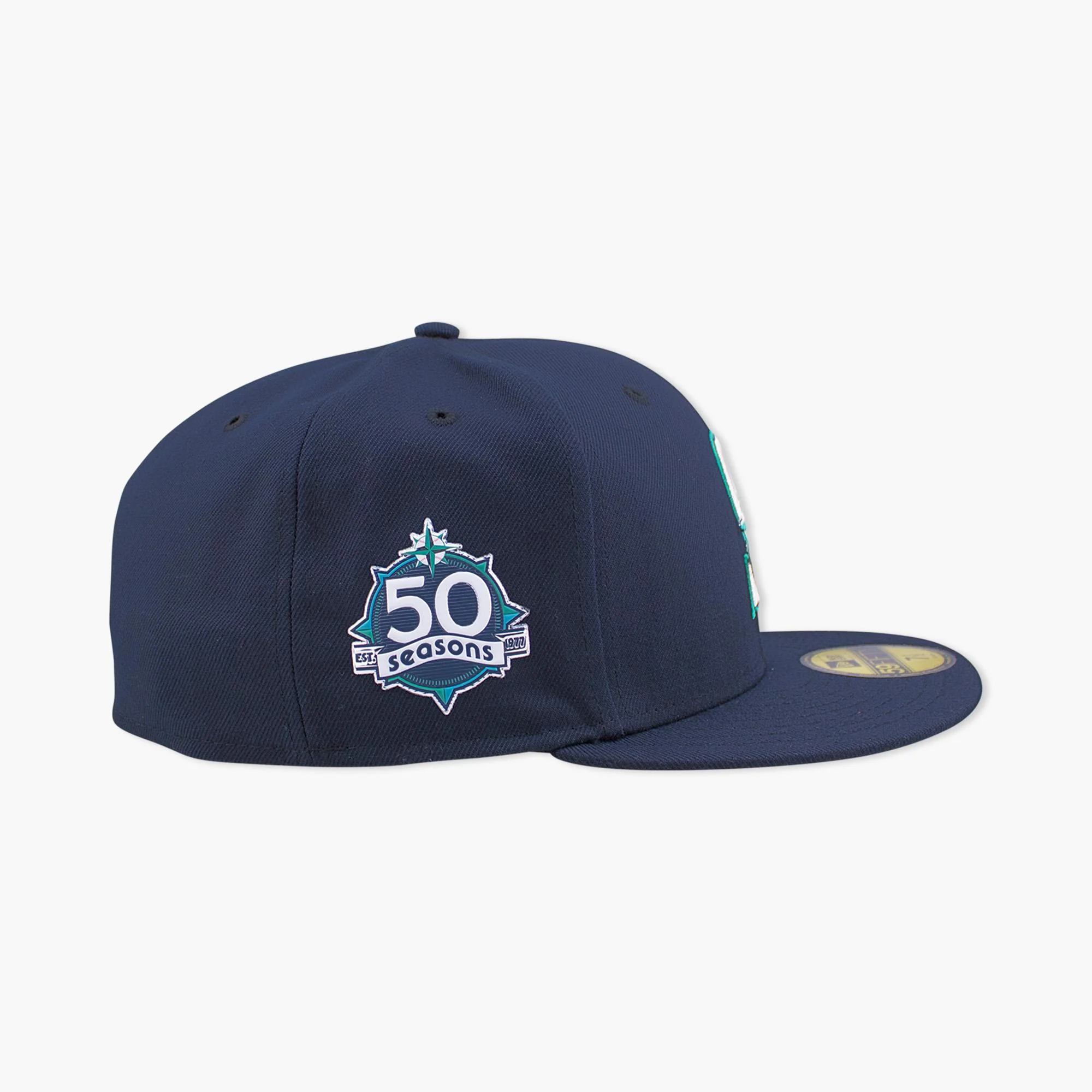 Seattle Mariners 50th Anniversary Side Patch Navy Fitted Hat - Image 3
