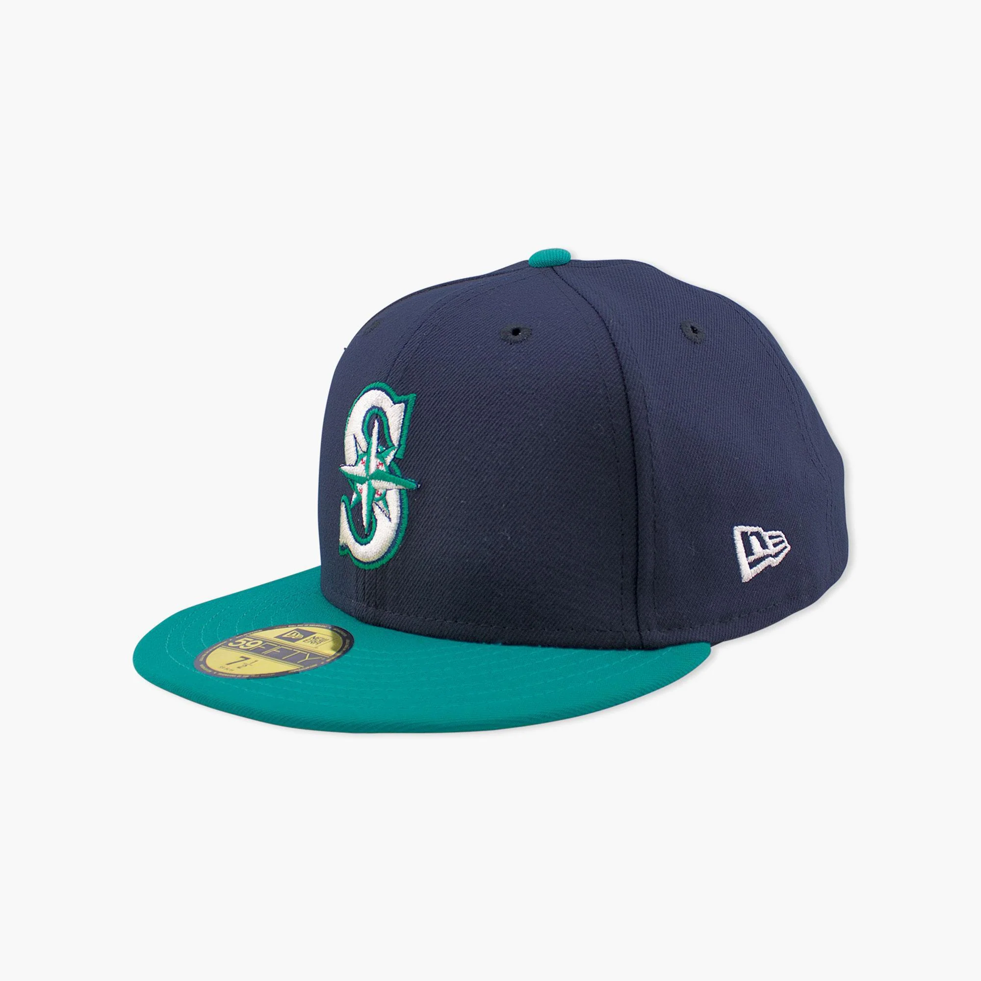 Seattle Mariners 50th Anniversary Side Patch Navy/Teal Fitted Hat - Image 4