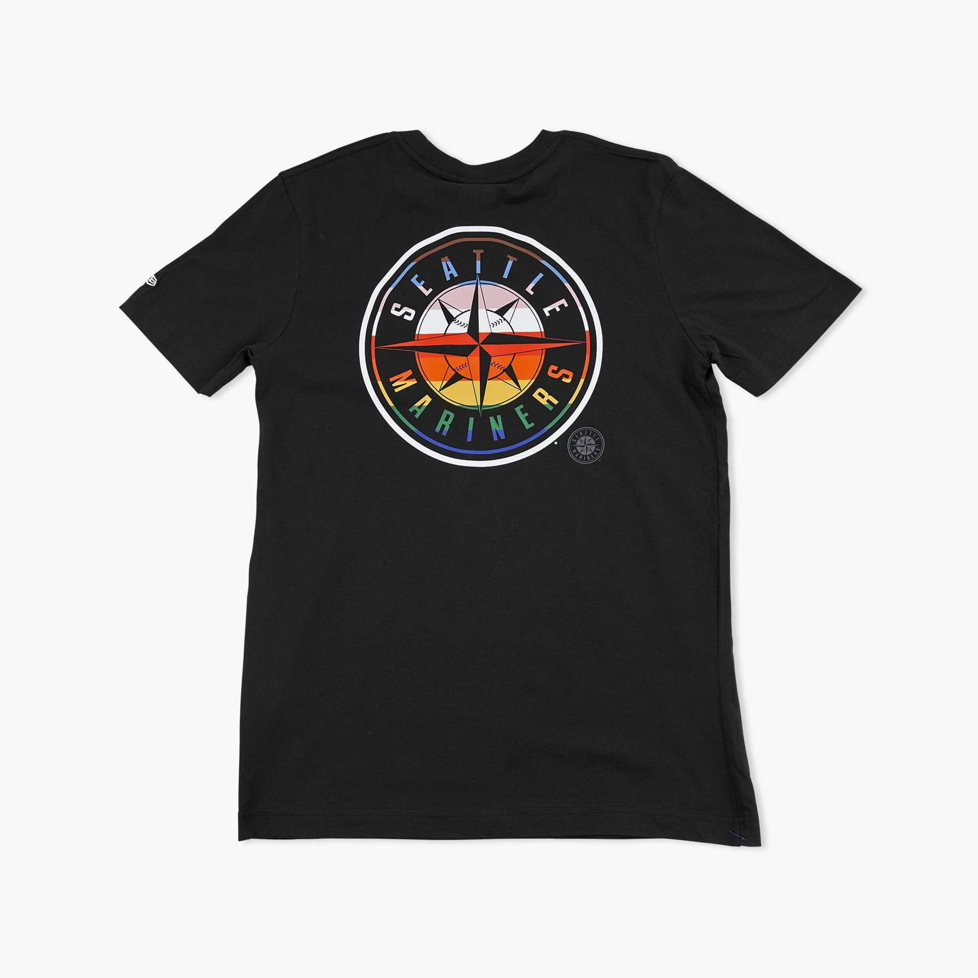 Seattle Mariners Black Rainbow Pride Compass T-Shirt