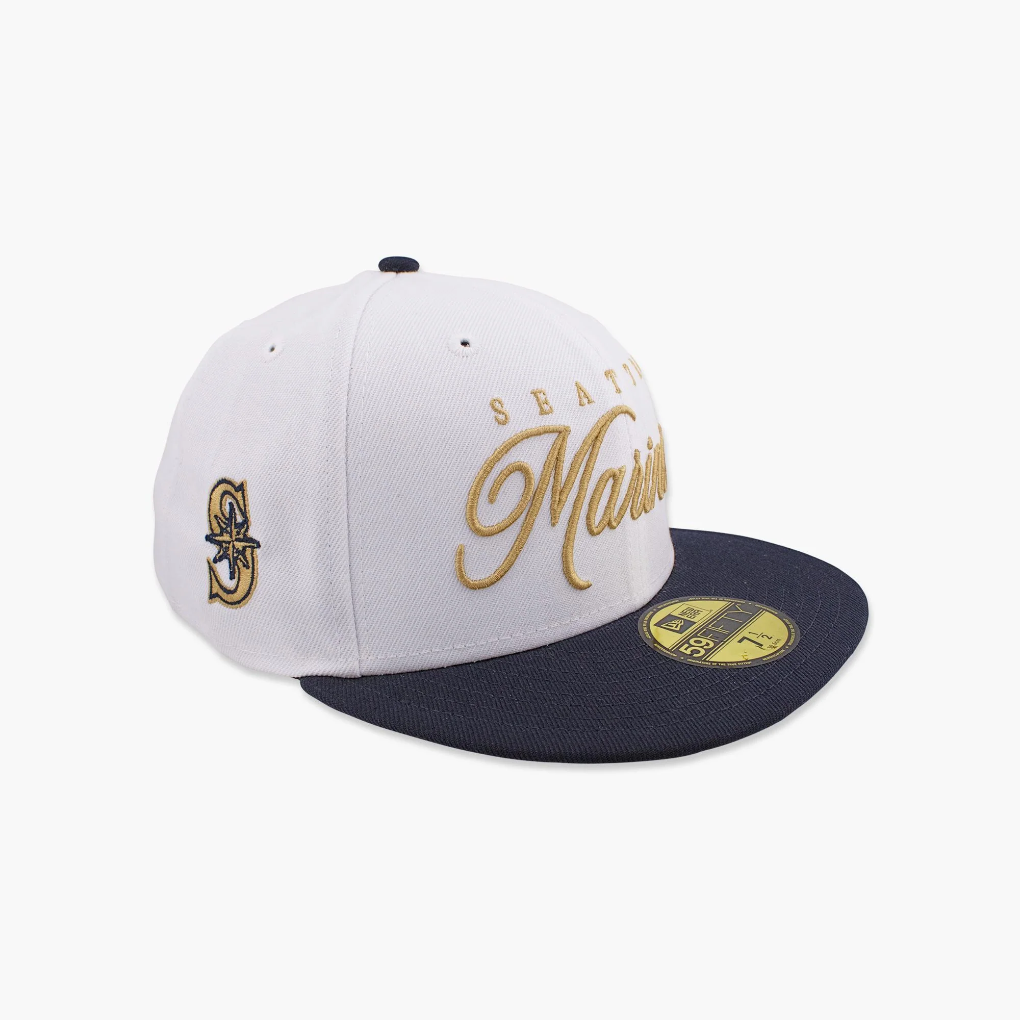 Seattle Mariners Gold Script Two-Tone Fitted Hat - Image 2