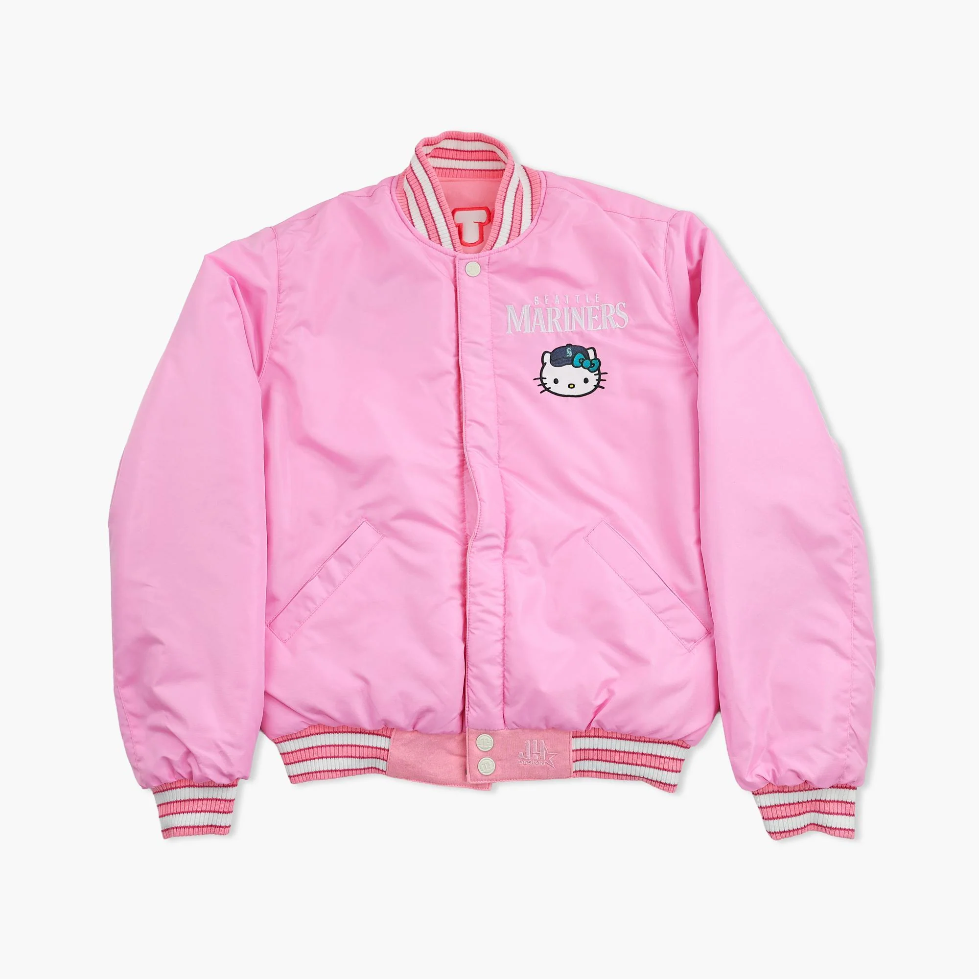 Seattle Mariners Hello Kitty Pink Varsity Jacket - Reversible - Image 3
