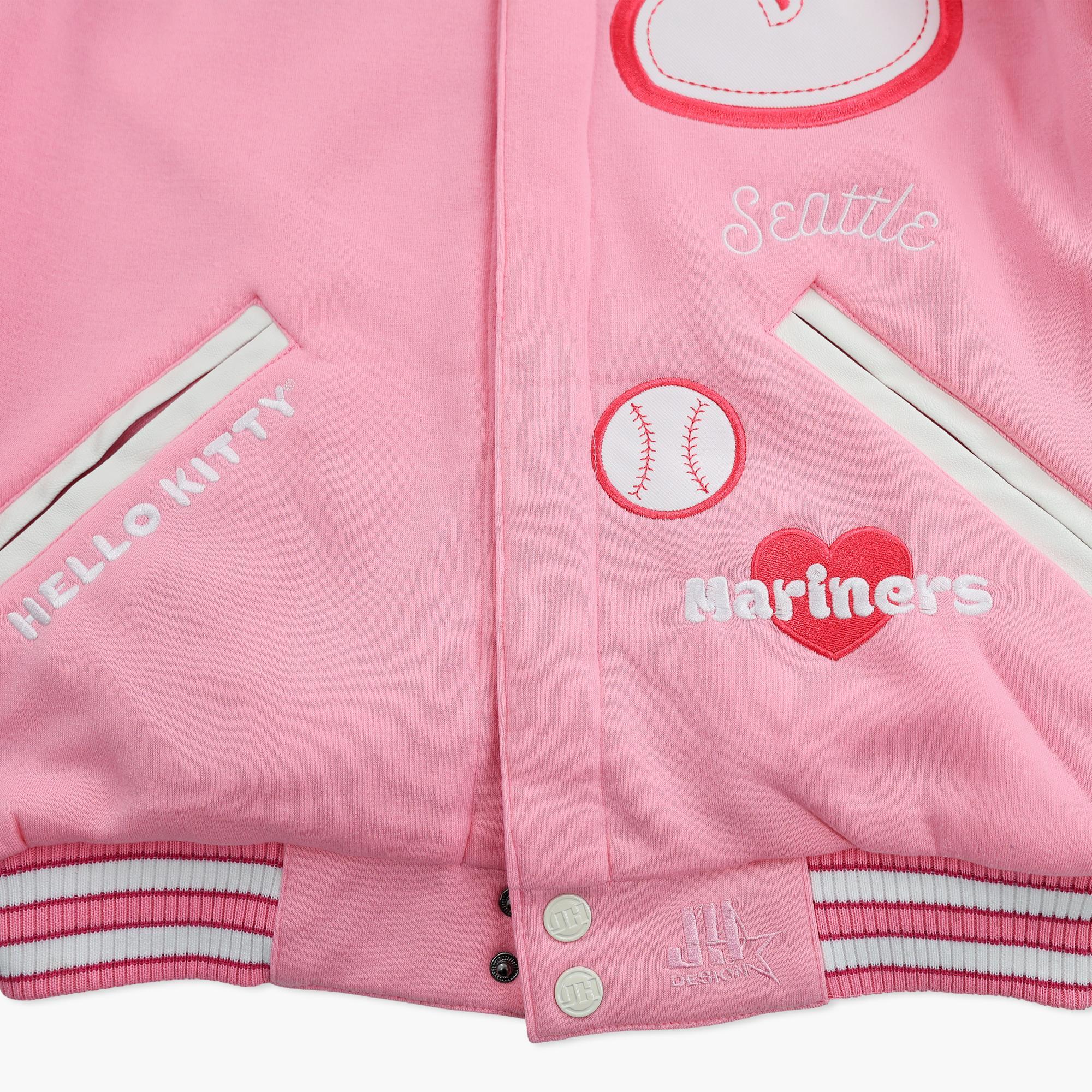 Seattle Mariners Hello Kitty Pink Varsity Jacket - Reversible - Image 4