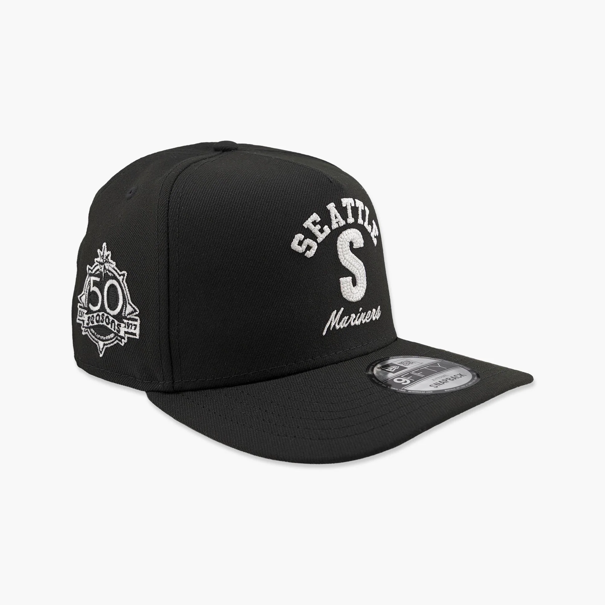 Seattle Mariners Steelheads Black Arched A-Frame 50th Anniversary Snapback