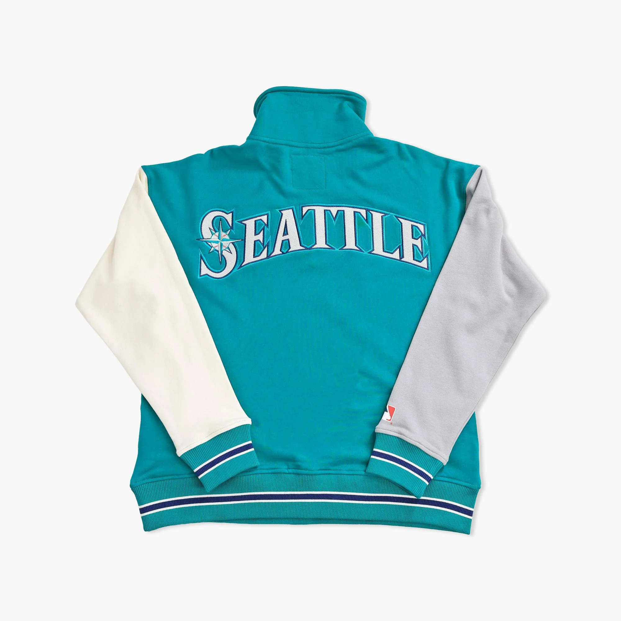 Seattle Mariners Terez Women's Northwest Teal Colorblock 1/4-Zip - Image 2