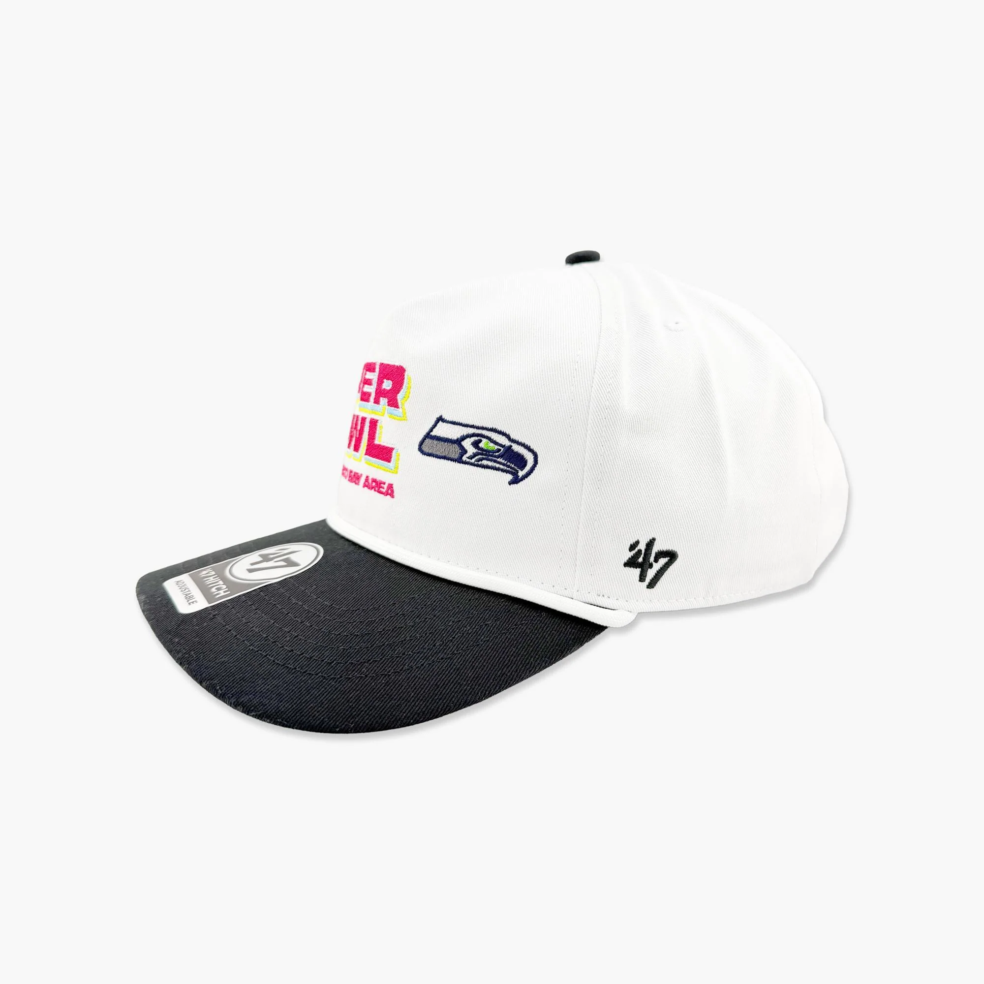 Seattle Seahawks '47 Super Bowl LX Stacked Hitch Adjustable Hat - White/Black - Image 4