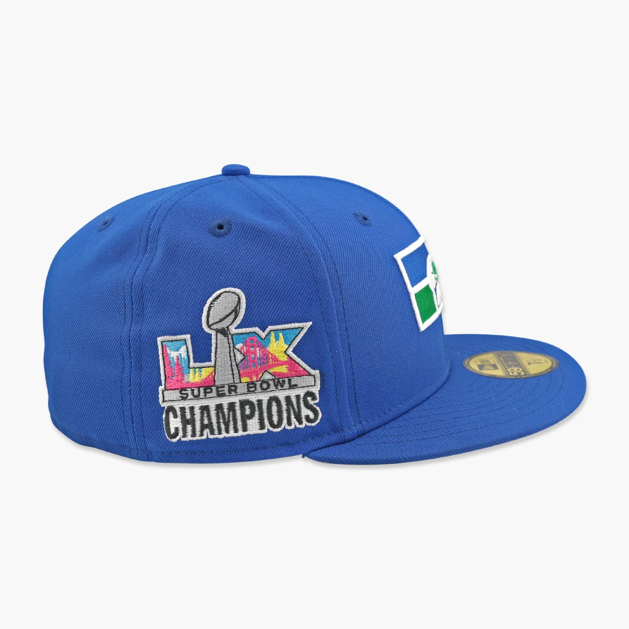 Seattle Seahawks Classic Royal Throwback Super Bowl LX Champions Side Patch Fitted Hat - Image 5