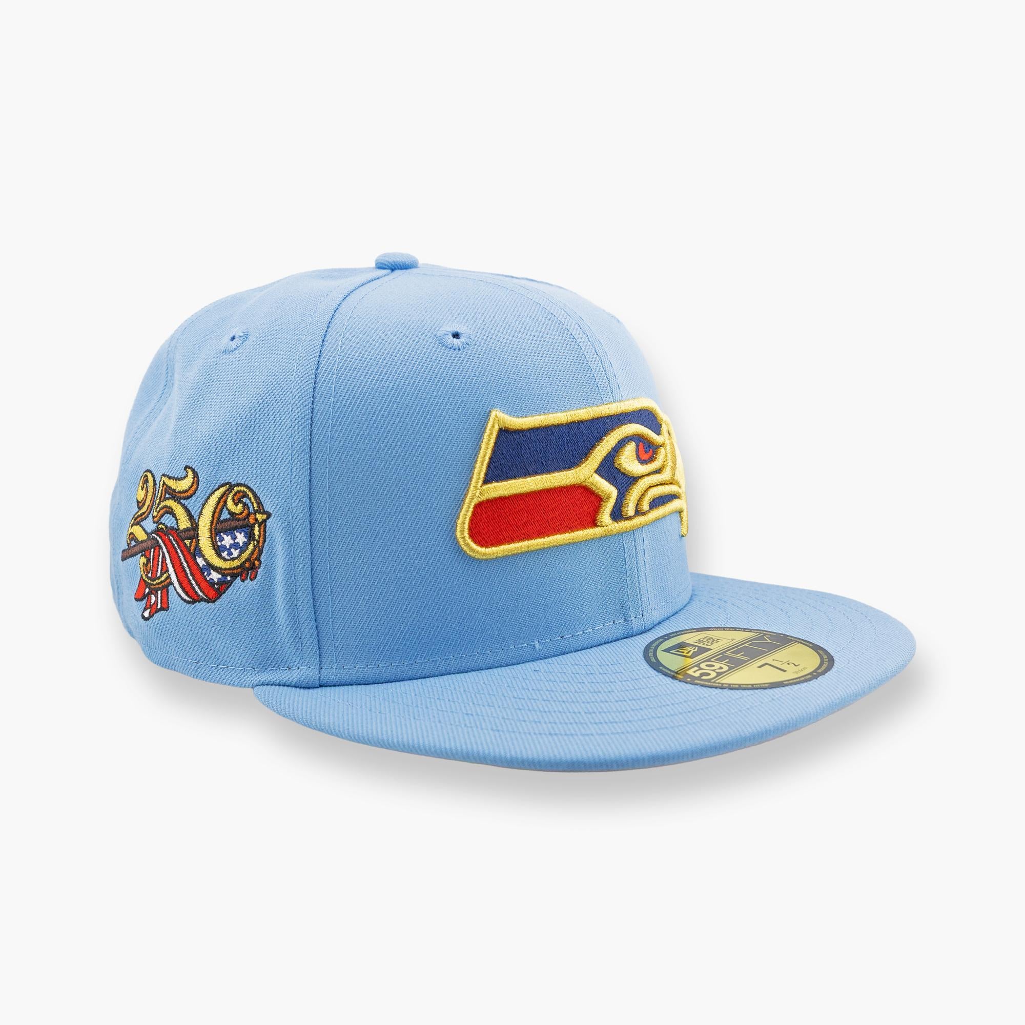 Seattle Seahawks Sky Blue Americana 250 Fitted Hat - Image 2