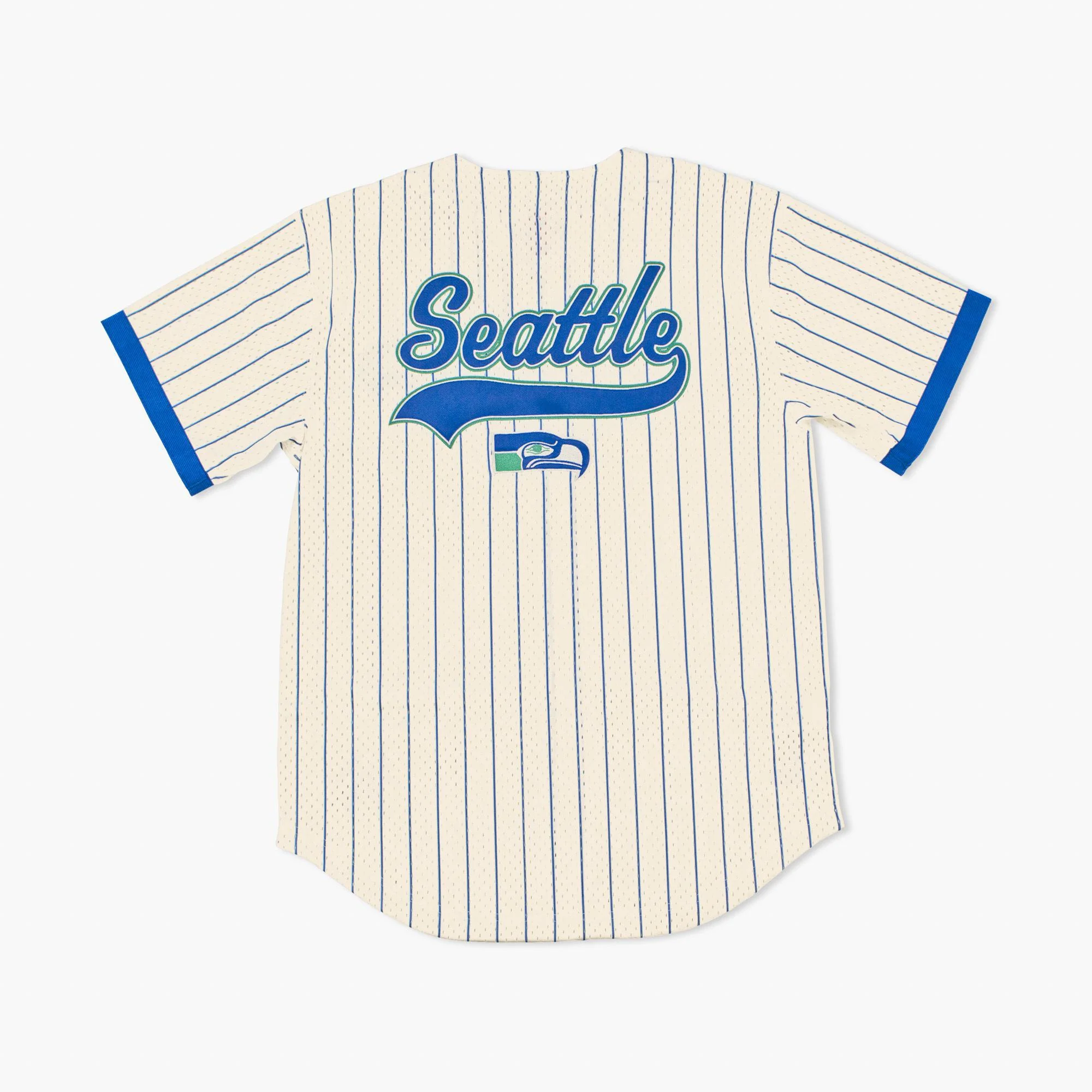 Seattle Seahawks Throwback Striped Baseball Jersey - Image 3