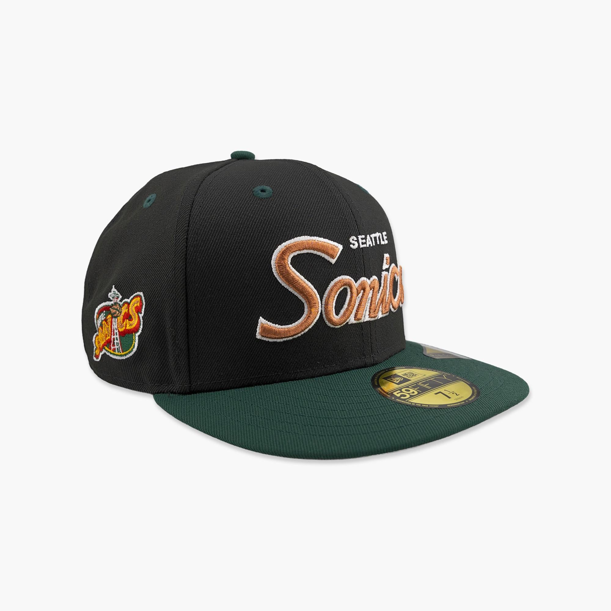 Seattle SuperSonics Black Metallic Classic Script Fitted Hat - Image 2