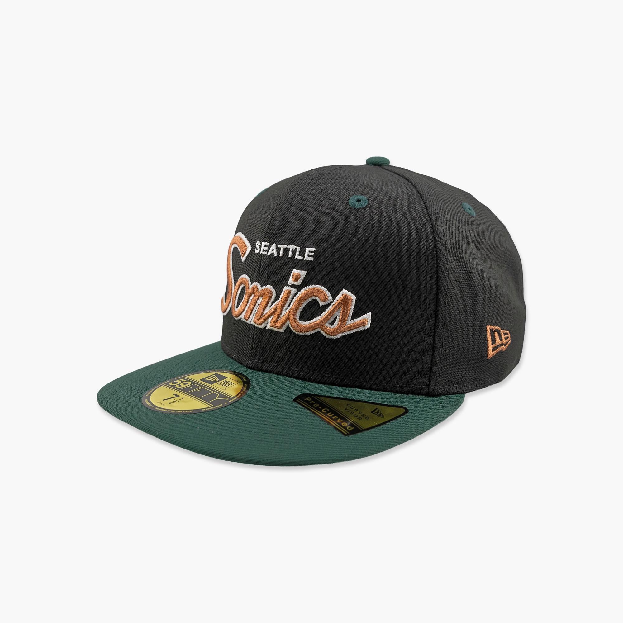 Seattle SuperSonics Black Metallic Classic Script Fitted Hat - Image 3