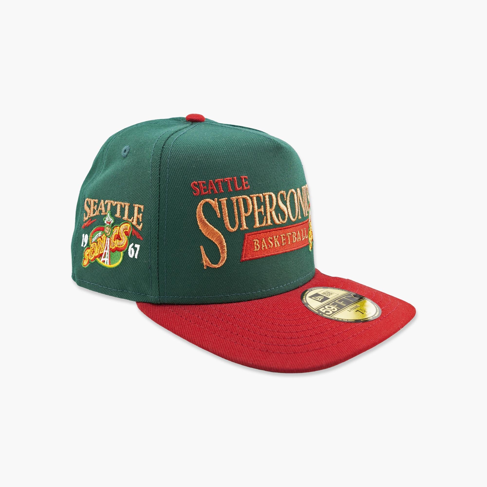 Seattle SuperSonics Green & Red Heritage Script Fitted Hat - Image 2