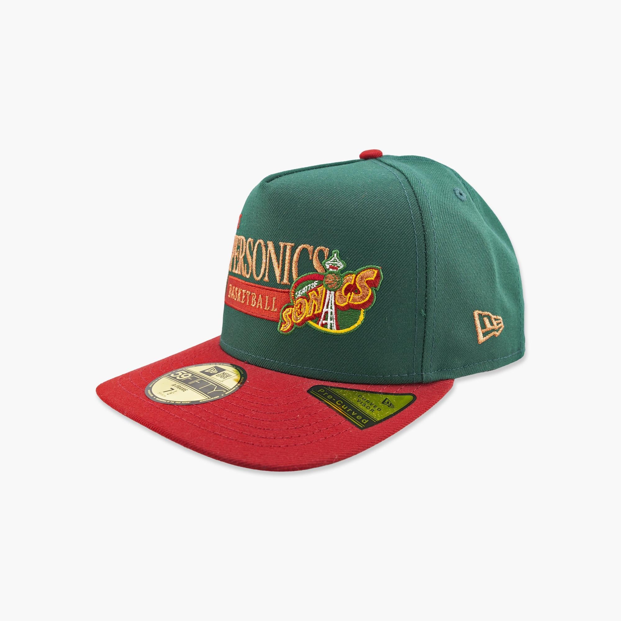 Seattle SuperSonics Green & Red Heritage Script Fitted Hat - Image 3