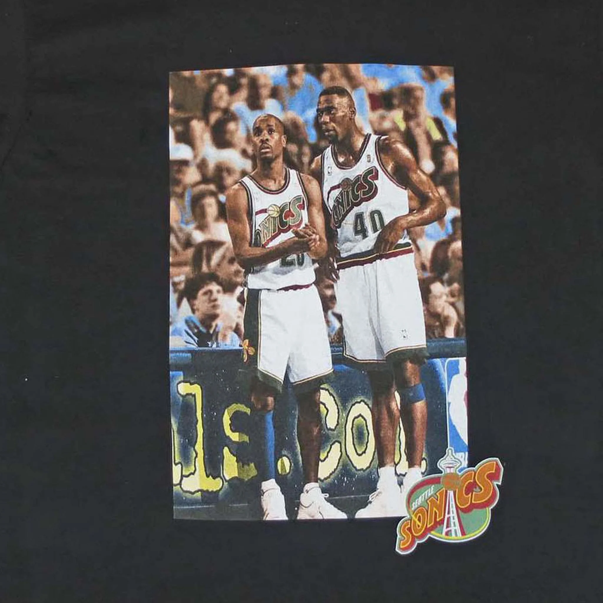 Seattle SuperSonics Kemp & Payton Photo Black T-Shirt - Image 2