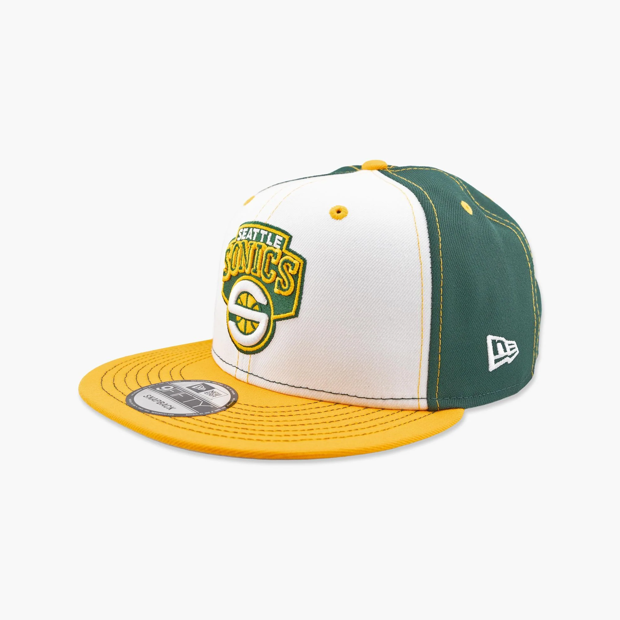 Seattle SuperSonics White & Gold Split Panel Snapback - Image 2