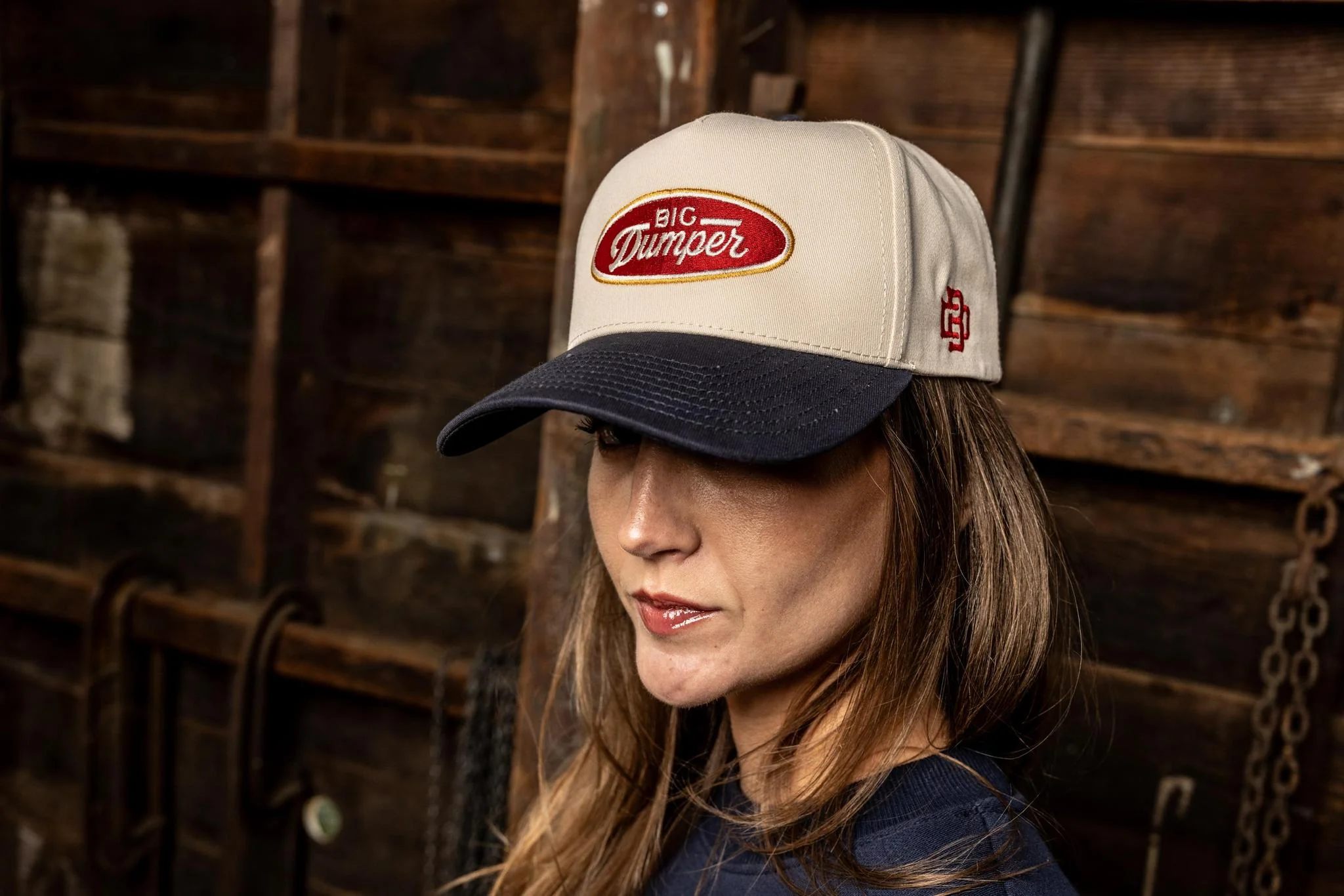 The Big Dumper Badge Two Tone Cream/Navy Hat, Big Dumper Collection - Image 4