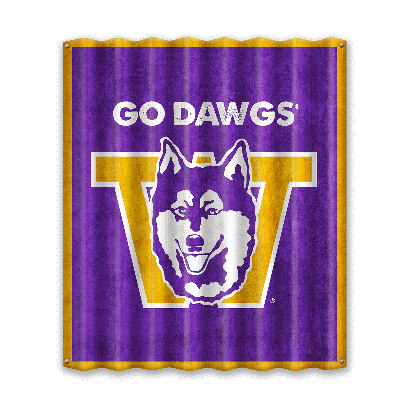 Washington Huskies: Go Dawgs - Corrugated Metal Wall Art