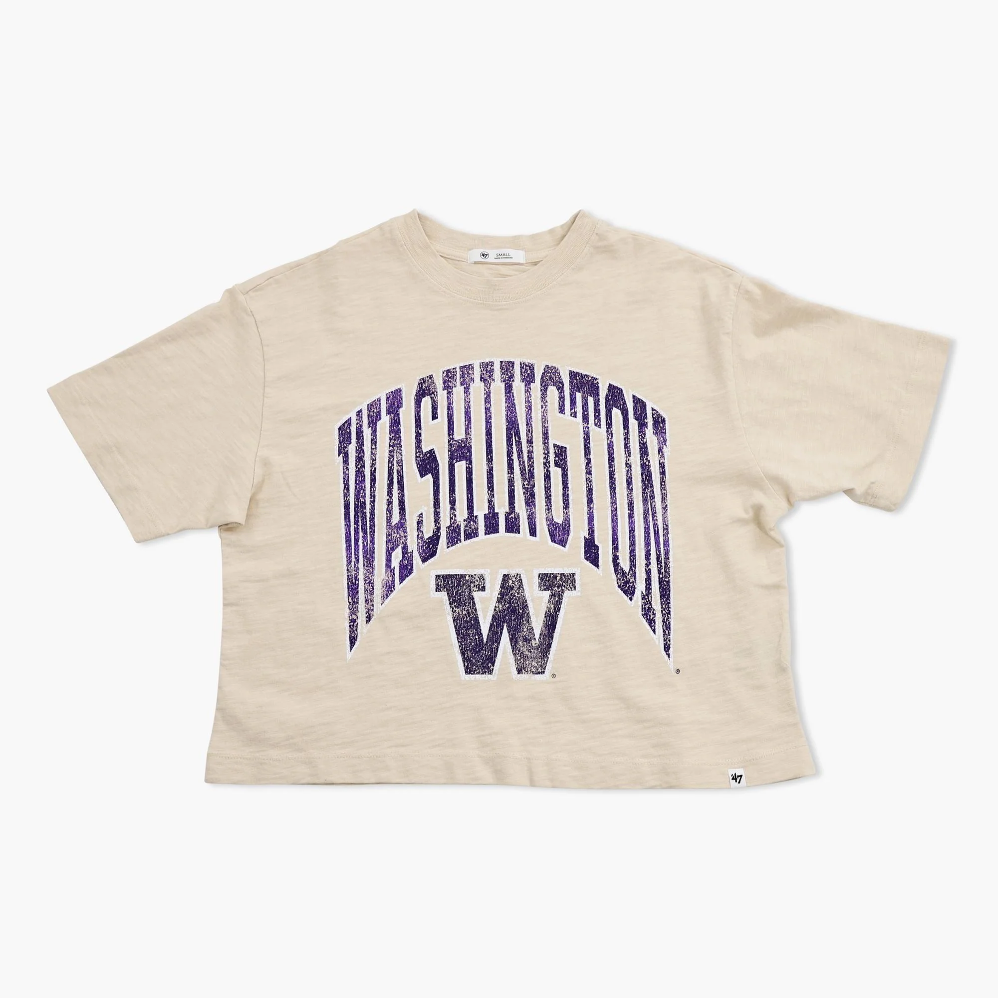 Washington Huskies Women's Khaki Slub Crop T-Shirt