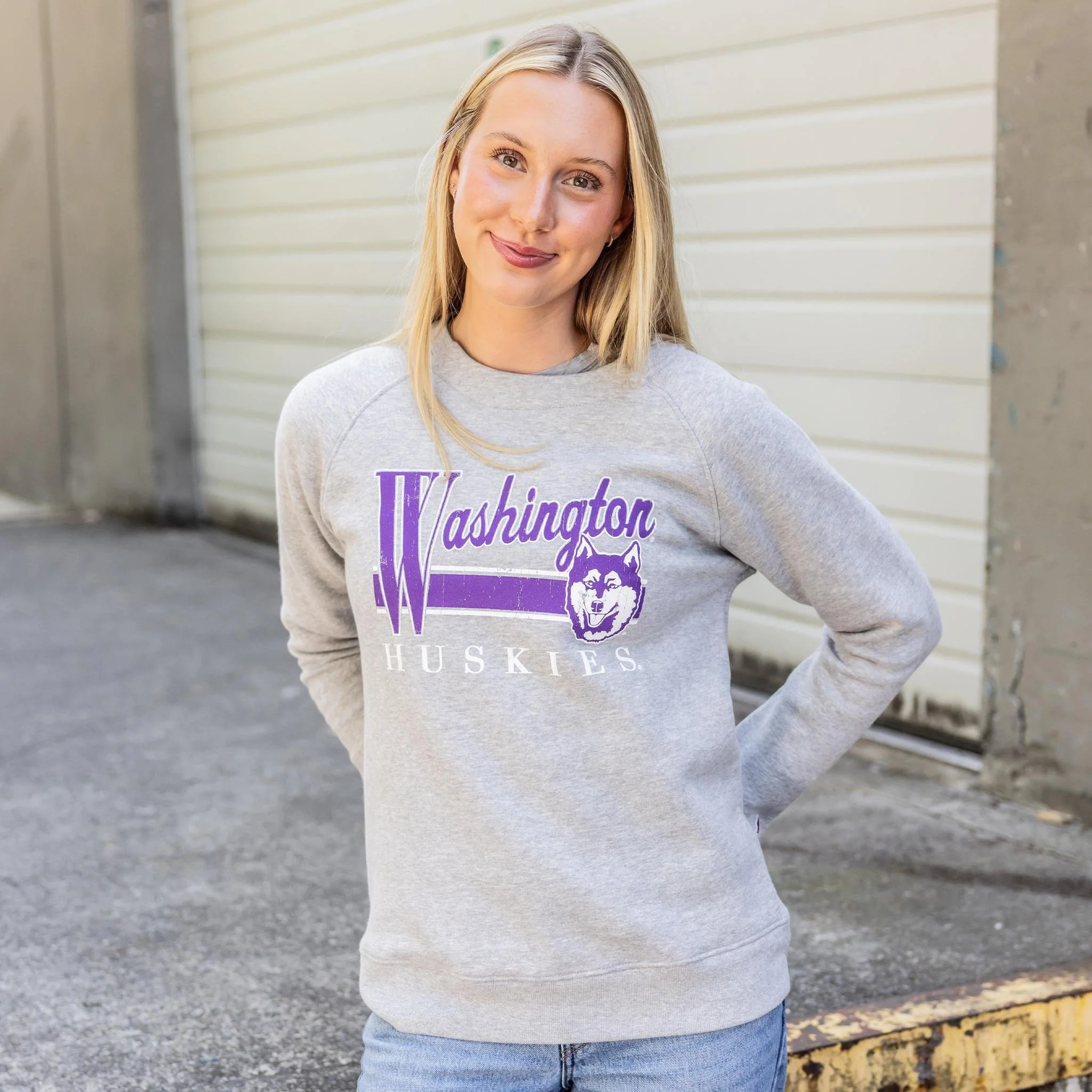 Washington Huskies Women's Sloping Script Crewneck - Image 2