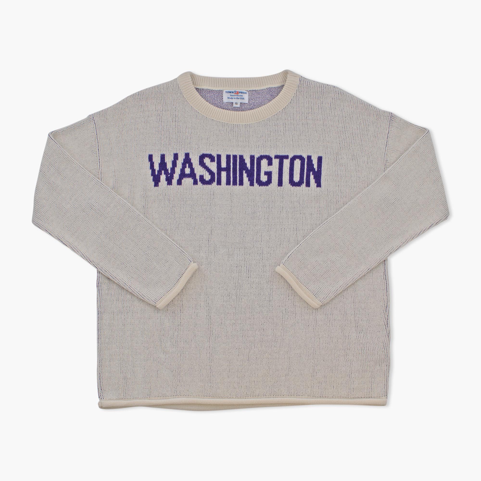 Washington Women's Town Pride Natural/Purple Boxy Sweater