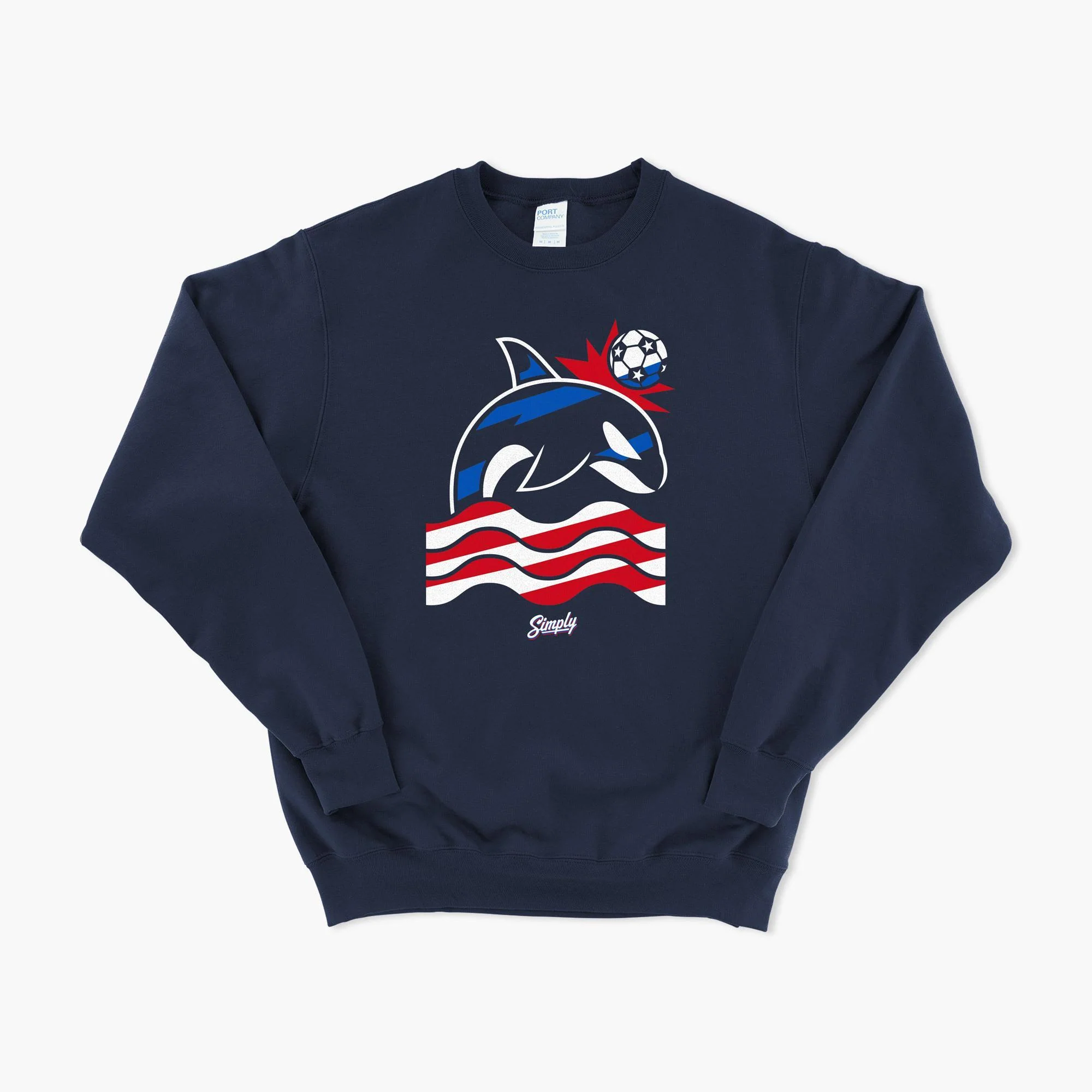 Wild Whale Stars and Stripes Navy Crewneck
