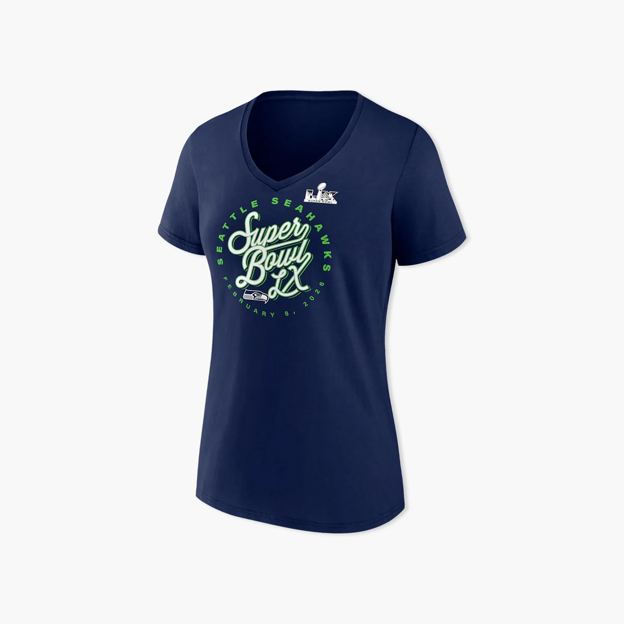 Women's Fanatics College Navy Seattle Seahawks Super Bowl LX Cheer Section V-Neck T-Shirt - Image 2